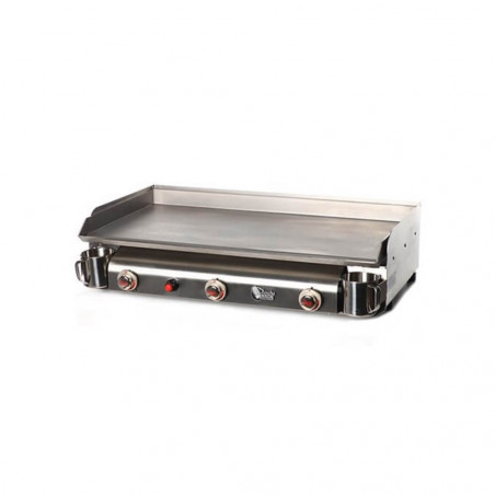 PLANCHA GAZ 3 FEUX TRIO TOUT INOX